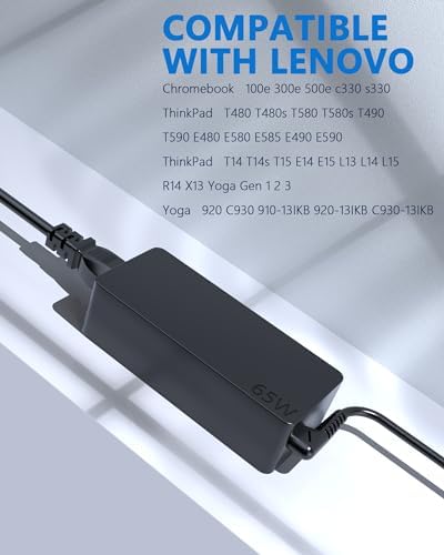 High-Performance 65 W USB-C Charger for Lenovo Think Pad Series – Fast Charging Power Adapter for T14, T16, X13, P14 s & More – Versatile AC Supply with Smart Safety Features – FCC, CE, ROHS Certified – Compatible with Multiple Generations – Ideal for On-the-Go Professionals