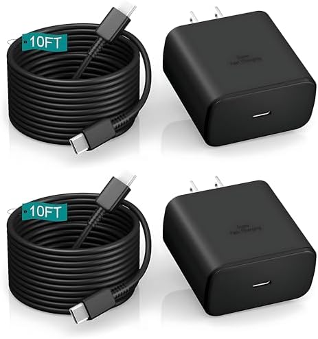 Experience lightning-fast charging with the 45 W Samsung Super Fast Phone Charger, featuring a 10 FT USB-C charging cable for ultimate flexibility. Designed for Samsung Galaxy S25 Ultra, S24+, S23, and more, this high-performance charger combines efficiency and safety with its advanced overheating and overcharging protection. Say goodbye to long wait times and enjoy the convenience of rapid power delivery that fits seamlessly into your busy lifestyle. The durable construction ensures longevity, making it an essential accessory for home, office, or travel. Maximize your productivity and keep your devices charged and ready for action with this versatile and reliable fast charger, tailored for modern users who demand speed and performance.