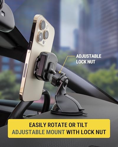 Scosche Magic Mount Pop: 360° Magnetic Suction Cup Phone Holder for Safe and Convenient Driving – Universal Compatibility with i Phone & Android Smartphones, Easy Installation, and Enhanced Usability for Collapsible Grips
