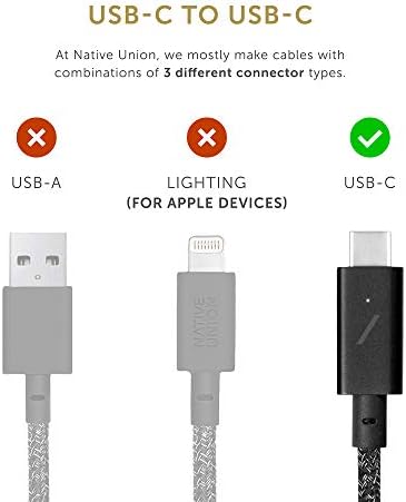 Native Union Type-C Belt Cable Pro – 8 ft Durable USB-C to USB-C Charging Cable with Leather Strap for i Phone 16, Mac Book Pro M2 – 240 W Fast Charge & Data Transfer Solution, Enhanced Resilience for Home & Office Use