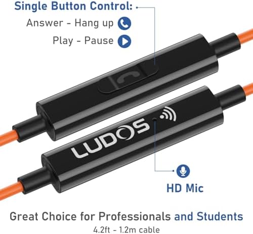 LUDOS Clamor Wired Earbuds – Premium Noise-Isolating In-Ear Headphones with Memory Foam Tips, Built-in Microphone, 5-Year Warranty – Perfect for i Phone and Samsung Users, Ideal for Students and Small Ears in Stylish Pink – Ultimate Sound Quality and Comfort for Everyday Use