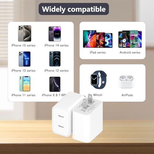 Elevate Your Charging Game with the 3-Pack Premium Dual PD Port USB C Charger Block – Compact & High-Speed Travel Power Adapter for i Phone, i Pad, Galaxy, Pixel & More – Dual Device Fast Charging Solution for On-the-Go Professionals