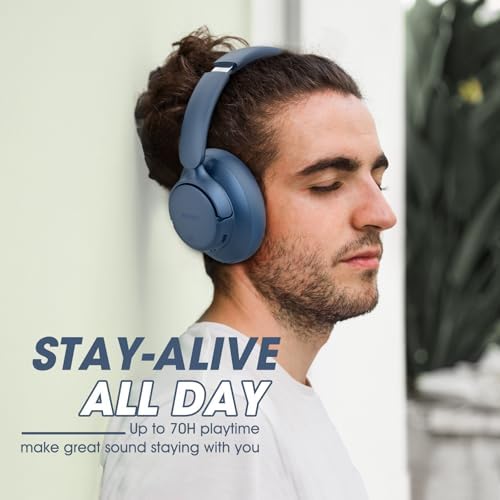 Unleash Your Audio Potential with BERIBES Premium Hybrid Active Noise Cancelling Headphones – Wireless Freedom, 70-Hour Playtime, Deep Bass Enrichment, Ergonomic Comfort, Fast Charging, and Versatile 3.5 mm Cable in Vibrant Blue for All-Day Enjoyment