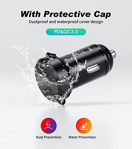 KEWIG Super Mini 60 W USB C Car Charger – Dual Port QC3.0 & PD Fast Charging Adapter for Smartphones, Tablets, and Laptops – Compact Cigarette Lighter Fast Charger with Safety Features for On-the-Go Power