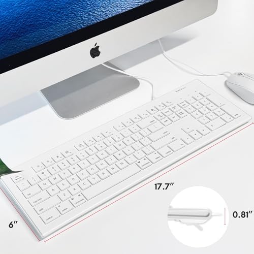 Upgrade Your Typing Experience with the Macally Full Size USB Wired Keyboard – Seamlessly Compatible with Mac and PC, Featuring 15 Essential Shortcut Keys for Effortless Navigation and Enhanced Productivity, Perfect for Macbook Pro, Air, i Mac and More – Plug & Play Convenience for Hassle-Free Setup and Long-Lasting Durability