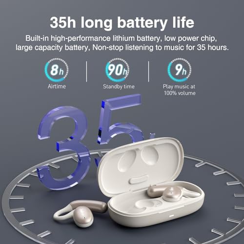 Unleash Your Potential with HILEO Open Ear Bluetooth 5.2 Wireless Earbuds – 90-Hour Battery Life for Endurance Athletes – Exceptional Sound Clarity in a Lightweight Sporty Design – Ideal for Running, Workouts, and Active Lifestyles – Convenient Sleek Black Charging Case for On-the-Go Use – Effortless Connectivity for All Your Devices