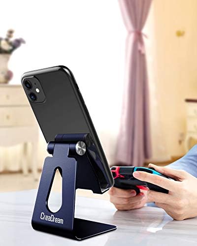 CreaDream Adjustable Cell Phone Stand, Phone Stand, Cradle, Dock, Holder, Aluminum Desktop Stand Compatible with Phone 13 12 Pro Max Charging, Accessories Desk, All Mobile Phones, Sierra Blue – Enhanced Compatibility and Speed
