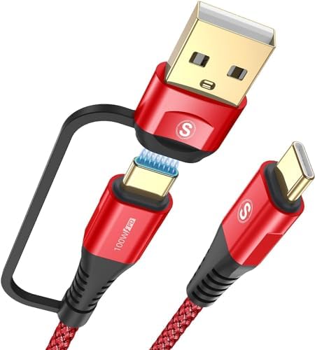 6.6 ft USB Type C Charger Cable – 100 W Power Delivery Fast Charging for i Phone 16/15 Pro Max, Mac Book, i Pad Pro/Air & Samsung Galaxy S24/S23/S22 – Durable Nylon Braided 2-in-1 USB C to C Design for Optimal Compatibility and Speed