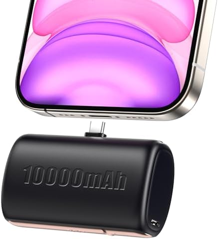 Ultra-Compact 10,000 m Ah Mini Power Bank with Fast Charge Technology – Integrated USB-C & i Phone Charging Cable Hidden in Lanyard – LCD Battery Status Display – Travel-Friendly Lipstick Design for Quick On-the-Go Power – Compatible with i Phone 6-16 Series, Samsung, Moto, LG & More – Charge Your i Phone to 60% in Just 30 Minutes – Perfect for Jetsetters and Daily Commuters