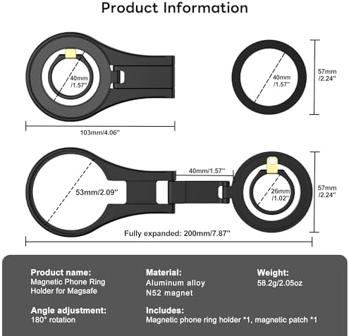 FANAUE Magnetic Phone Ring Grip and Versatile Foldable Desk Stand – Premium Mag Safe-Compatible Tripod for i Phone 16, 15, Pro Max – Compact Smartphone Support with Superior Stability and Chic Design for Effortless Hands-Free Operation