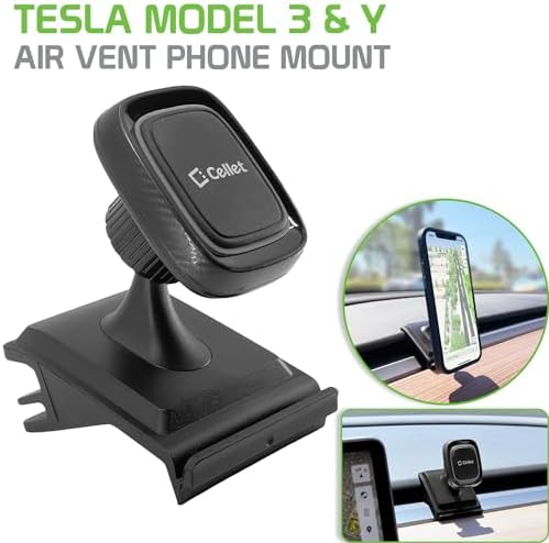 Discover the Cellet Premium Magnetic Air Vent Phone Holder for Tesla Model 3 & Model Y – Unmatched Stability Meets Elegant Design for Ultimate Driving Convenience. This innovative car phone mount features a robust magnetic grip that securely holds your smartphone, ensuring safe access to navigation and calls while keeping your focus on the road. Engineered for seamless compatibility with most phone models and cases, its effortless installation requires no tools—simply attach it to your air vent. The sleek, compact design perfectly complements the sophisticated interiors of your Tesla, while the 360-degree rotation allows for personalized viewing angles, whether you prefer landscape or portrait mode. Crafted from high-quality materials, this durable phone holder promises longevity and easy maintenance; just wipe it clean with a damp cloth. Elevate your driving experience and enhance your Tesla’s functionality with the Cellet Magnetic Mount—where style meets practicality for every journey.