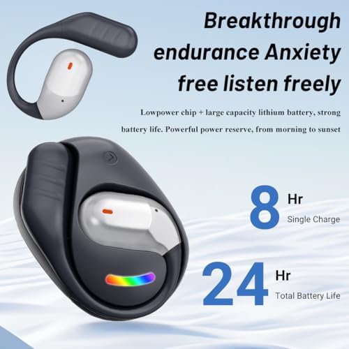Transform Your Workout with Tsnapoo Wireless Open Ear Sports Earbuds – Cutting-Edge Bluetooth 5.4 for Effortless Connectivity – Premium Hi-Fi Audio for Crystal-Clear Calls – Ergonomic Over-Ear Hooks and Neck Sling for Secure Comfort – Waterproof Design Perfect for Intense Gym Sessions, Running, and Outdoor Activities – Lightweight and Durable for Active Lifestyles – Stay Aware and Engaged with Open-Ear Innovation – Elevate Your Audio Experience and Embrace Every Fitness Challenge!