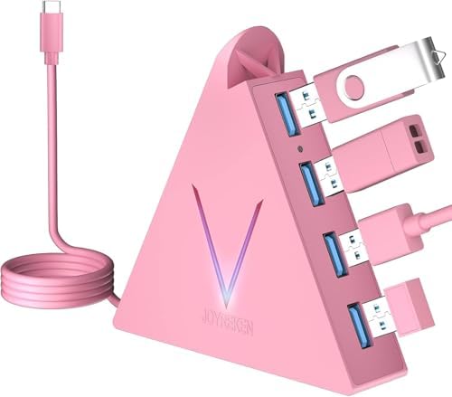 Elevate Your Connectivity with the Stylish Pink USB C Hub – 4 USB 3.0 Ports and 2 FT Extension Cables for Seamless Integration with i Pad Pro, Mac Book Pro, Surface & More – Ultimate Performance Meets Chic Design!