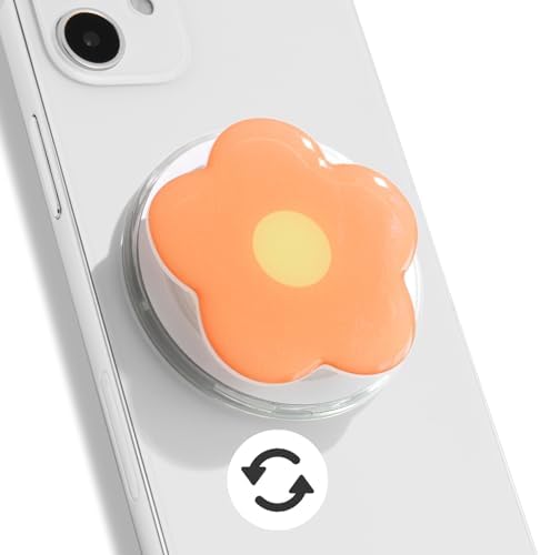 Coral Floral Daisy Phone Grip & Fidget Spinner – Mag Safe Compatible Lightweight Accessory for Enhanced Stability, Stress Relief, and Effortless One-Handed Use – Stylish and Durable Magnetic Stand for i Phone Users