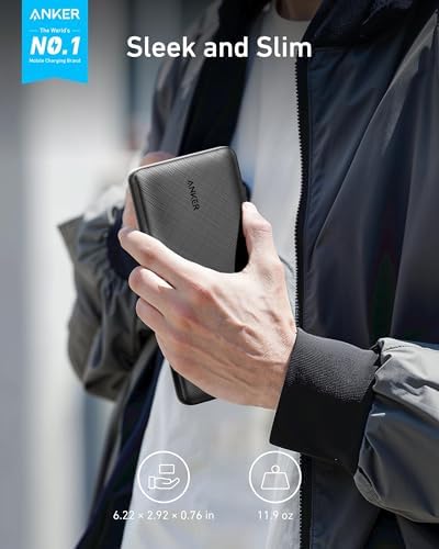 Anker Power Core Essential 20 K Portable Charger – 20,000 m Ah High-Capacity Power Bank with 15 W Fast Charging, Dual USB-A Outputs, USB-C Input/Output for i Phone, Air Pods, and More – Ultimate Travel Companion for Uninterrupted Connectivity