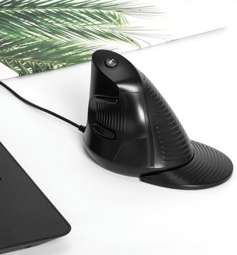 Elevate Your Comfort: De LUX Wired Vertical Ergonomic Mouse for Medium Hands – 6 Programmable Buttons, 4200 DPI Precision, and Removable Palm Rest to Alleviate Wrist Pain and Carpal Tunnel Symptoms – Ideal for Enhanced Productivity and Seamless Compatibility Across Operating Systems
