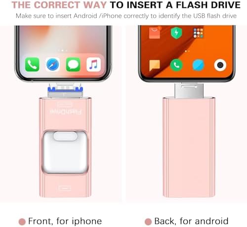 4-in-1 Rose Pink 256 GB Flash Drive for i Phone & i Pad – Versatile USB Type C Memory Stick for Seamless File Transfers Across Android, Computers & More – Enhanced Speed & Storage Solution for Photos, Videos, and Documents