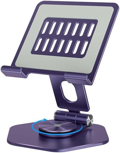 Premium 360° Swivel Tablet Stand for Desk – Adjustable Aluminum i Pad Holder with Rotating Base, Foldable Design for i Pad Pro (12.9/11/10.5/9.7) & All Tablets – Ultimate Comfort & Versatility in Grey Color