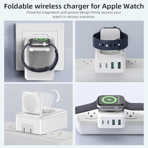 Ultra-Fast 43 W USB C Multiport Charger with Foldable Magnetic i Watch Dock – Superior Charging Solution for i Phone 16/15/14/13/12/Pro Max/8/7, Tablets, and Samsung Devices – Compact, Portable, and Highly Compatible Power Adapter for On-the-Go Charging Needs