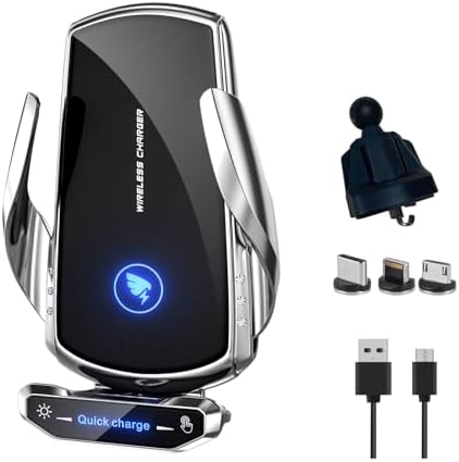 Revolutionary 15 W Fast Wireless Car Charger and Auto-Clamping Phone Holder for Android Smartphones – Sleek Black Design for Effortless Charging and Navigation While Driving – Ultimate Convenience in Automobile Accessories