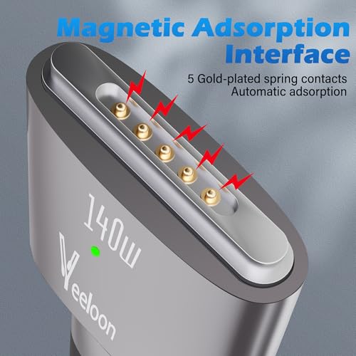USB C to Magnetic 3 Cable Braided 6 FT,140W Magnetic Safe 3 Fast Charging Cord,Fit for MacBook Pro/Air M1 M2 M3(2021-2024 14″&16″- Space Gray – Enhanced Compatibility and Speed