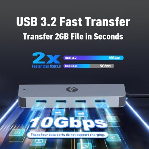 Unlock Ultimate Connectivity with the VCOM 10 Gbps USB C Hub: 5-Port Multiport Adapter Featuring 100 W Power Delivery for Lightning-Fast Charging and Data Transfer – Perfectly Designed for Mac Book Pro, Surface Pro, Dell, and HP Users – Ideal Portable Solution for Busy Professionals on the Move