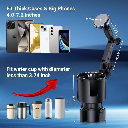 Revolutionary Magnetic Cup Holder Charger: 360° Rotating Wireless Fast Charging Phone Mount for i Phone 12-16 & Samsung Galaxy S20+ with QC 3.0 Adapter – Secure, Stylish, and Convenient Car Accessory for Ultimate Driving Experience