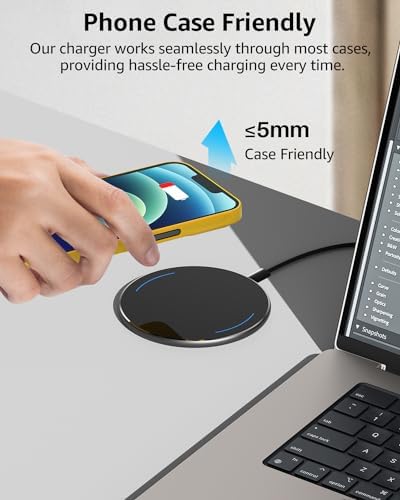 TOZO 2025 Advanced 15 W Max Fast Wireless Charging Pad – Universal Compatibility for i Phone 16/16 Plus/16 Pro Max and Samsung Galaxy S24/S23/S22 – Enhanced Charging Efficiency with Type-C Port – Sleep-Friendly LED Indicator – Upgraded Anti-Slip Design for Secure Charging