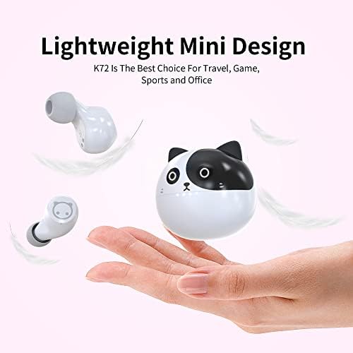 Adorable Panda-Themed Kids Wireless Earbuds – Bluetooth 5.0 with 36 Hours Playtime & IPX6 Waterproof for Active Lifestyles – 3 D Stereo Sound & Built-in Mic for Hands-Free Calling – Perfect for Children and Adults