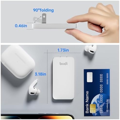 BUDI 33 W Ultra-Slim Travel Wall Charger – Dual USB Fast Charging Adapter for Mac Book, i Pad, i Phone, Samsung Galaxy & More – Compact Design with Advanced Safety Features for Effortless Device Charging