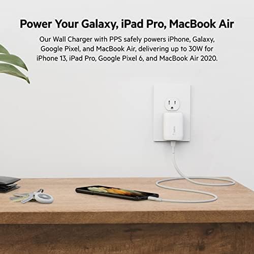 Belkin 30 W USB-C Fast Charger Block – Universal Compatibility for i Phone 16 Series, Galaxy S25, i Pad & More – Compact Design with Overcharge Protection for Travel Efficiency and Reliable Performance