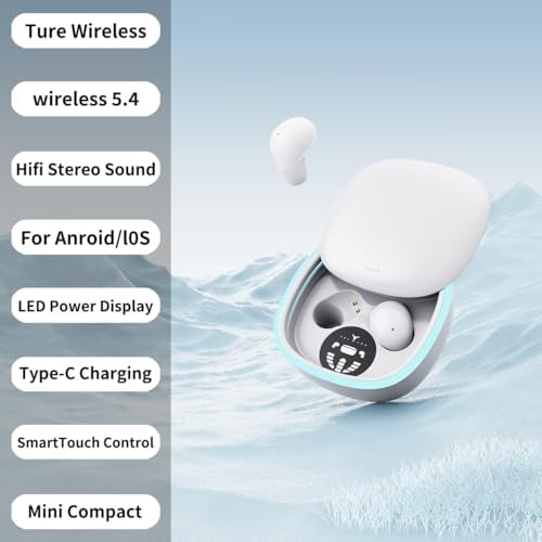 Ultra-Compact Wireless Sleep Earbuds | Advanced Bluetooth 5.4 Noise Cancelling Headphones for Side Sleepers | Immersive Hi-Fi Stereo & Deep Bass | Invisible White Comfort for Disturbance-Free Rest and Daily Use