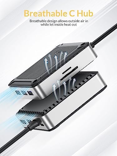 Revolutionize Your Workspace with the 8 Port USB-C Hub Multiport Adapter – Experience 4 K@60 Hz HDMI Clarity, Lightning-Fast 1 Gbps Ethernet, and 100 W Power Delivery for Ultimate Device Charging, Plus 3 USB 3.0 Data Ports and Dual Card Readers for Effortless Multimedia Management!