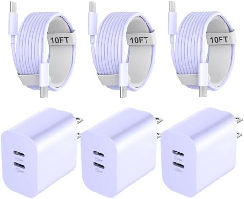 Efficient Power Boost: 20 W Dual Port USB-C Fast Charger with 6 FT USB-C to C Cable – Stylish Pink Wall Charger for i Phone 16/15 Series and Beyond – Perfect for On-the-Go Charging and Versatile Use