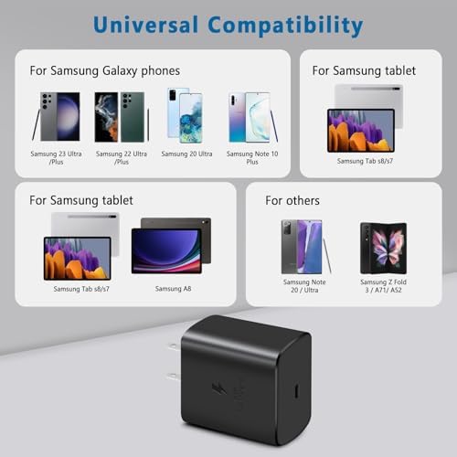 Dual 45 W Type C Charger Bundle for Samsung Galaxy – Super Fast PD3.0 Charging with 2 x 6 ft USB-C Cables for Ultimate Convenience and Versatility – High-Speed Wall Adapter for Android Devices, Perfect for Home and Office Use