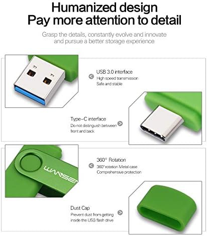 Wansenda 128 GB USB C Dual Connector Flash Drive – High-Speed USB 3.0/3.1 Memory Stick for Effortless Data Transfer on Android, PC, and Mac – Compact and Durable Storage Solution for Photos, Videos, and Files