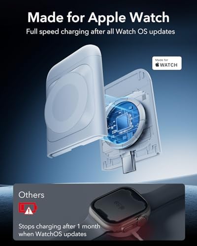 ESR Qi2 3-in-1 Wireless Charging Station – Fast 15 W Mag Safe Charger for i Phone 16/15/14/13, Certified Apple Watch & Air Pods Charger, Sleek White Design for Home or Office – Ultimate Multi-Device Charging Solution with Enhanced Compatibility and Speed
