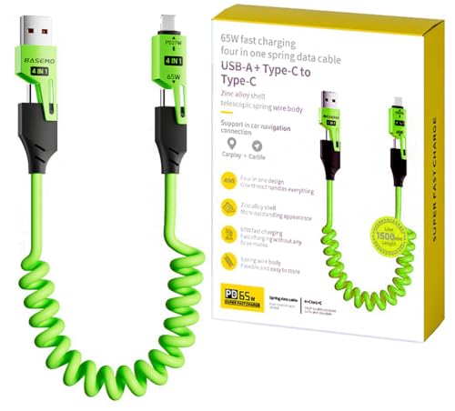 4-in-1 Supercharging Cable for Apple Devices – High-Speed USB-C & Type-C Charging Solution with Durable Spring Wire Design for Mac Book, i Pad, i Phone – Portable Multi-Functional Charging Accessory for Effortless Power Delivery