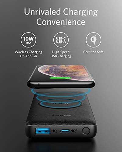 Anker Power Core III 10,000 m Ah Wireless Portable Charger – Qi-Certified 10 W Fast Wireless Charging & 18 W USB-C Quick Charge for i Phone 14 Series, i Pad, Air Pods & More – Ultimate Portability with Enhanced Device Compatibility and Safety Features