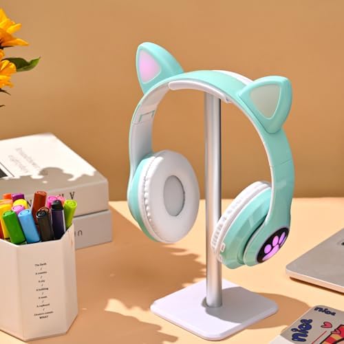 Playful Cat Ear Bluetooth Headphones for Kids – Foldable Over-Ear Design with LED Lights, Safe Listening Volume Control, Built-in Microphone, and Multi-Device Connectivity – Ideal for Music, Movies, and Gaming on i Phones, i Pads, Smartphones, and More!