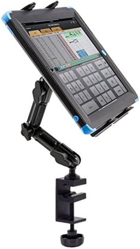 Heavy-Duty Aluminum Alloy Microphone Stand with Adjustable Tablet Holder – Universal 4-Way Clamp Design for i Pad Pro, Galaxy Tab, Surface Book – Ultimate Stability and Versatility for Musicians and Presenters