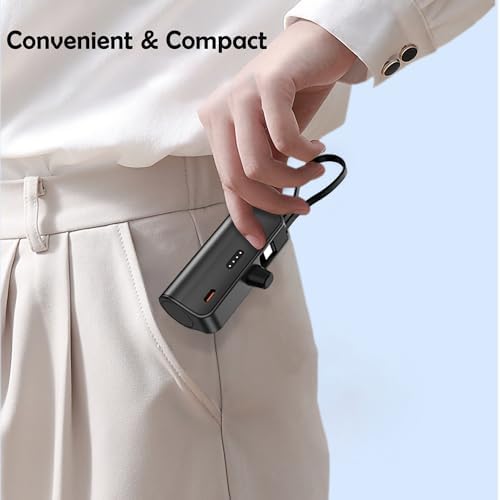 Lin Tek Ultra-Compact 5000 m Ah USB C Lightning Power Bank – Essential Travel Charger for i Phone 11-16 Series, Dual Port Compatibility, Lightweight Design in White, Black, and Pink – Experience Rapid Charging Anywhere