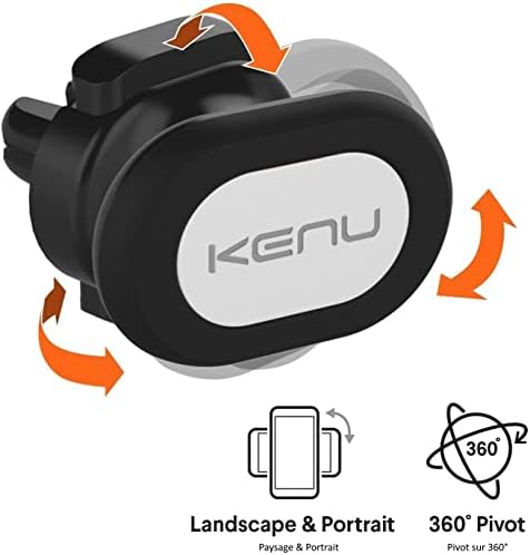 Kenu Airframe Magnetic Car Phone Holder for Air Vent – Ultimate 360-Degree Rotation Mount with 6 Strong Magnets and Reusable Steel Plate – Compatible with Latest i Phones, Samsung, and Android Devices – Enhance Driving Safety and Convenience with Sleek Design