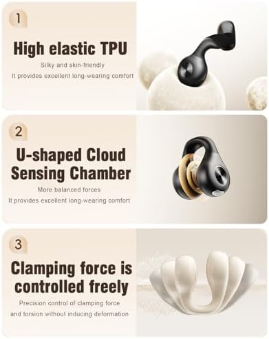 Open Ear Clip-On Bluetooth 5.3 Earbuds – Ultra-Lightweight, IPX6 Waterproof Headphones for Active Lifestyles – Perfect for Running, Walking, and Intense Workouts with Superior Sound Clarity and Comfort