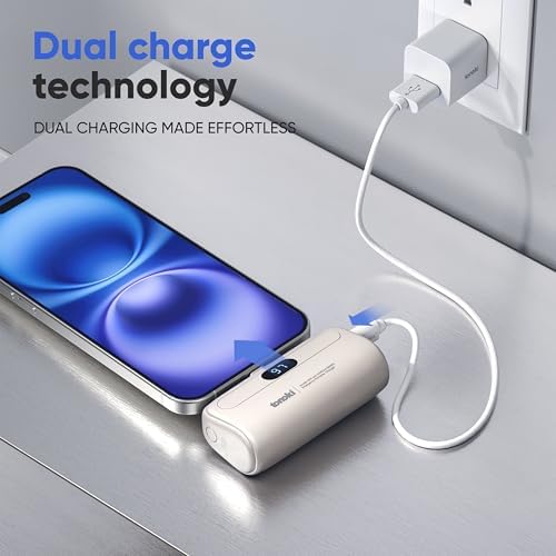 Compact 5000 m Ah Portable Charger for i Phone 15/16 and USB-C Devices – Fast Charging Mini Power Bank in Sleek White – Lightweight On-the-Go Power Bank for Busy Lifestyles – Perfect for Travelers and Professionals