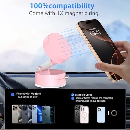 DUEDUE Universal Foldable Magnetic Suction Phone Holder – 2025 Model with Double-Sided Vacuum Adsorption for Reliable Stability and Adjustable Viewing – Ideal Car Phone Mount for All Devices (Sleek Black Finish) – Elevate Hands-Free Convenience and Enhance Driving Safety