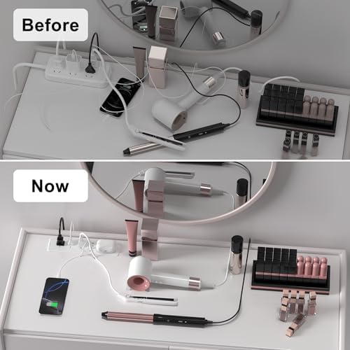 Revolutionary 8-in-1 Recessed Power Strip with 15 W Wireless Charger & 20 W Fast Charging – Ultimate Furniture Charging Station Featuring 3 AC Outlets & 4 USB Ports, Flush Mount Design, 10 FT Cord for Flexible Setup – Perfect for Home and Office Organization
