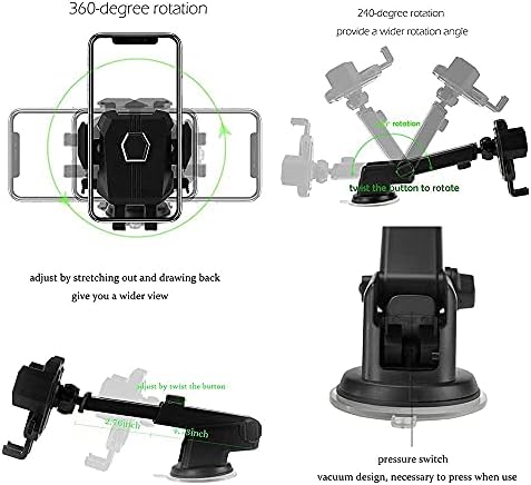 LYCARESUN Crystal Rhinestone Car Phone Mount Holder – Elegant Dashboard & Windshield Stand for Women, Universal Compatibility for Most Smartphones, Stunning Bling Car Accessory, Adjustable Viewing Angles for Hands-Free Navigation, Durable & Easy to Clean