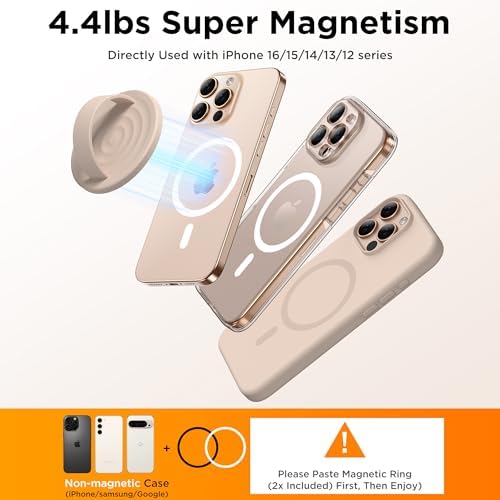 Revolutionary Magnetic Phone Ring Grip Holder – Ergonomic Silicone Finger Loop for i Phone Pro Max/Plus, 12/13/14/15/16 Series – Compatible with Mag Safe – Oat Color Enhances Aesthetics and Comfort – 360-Degree Rotation for Effortless Use – Secure Your Device with Style and Stability – Essential Smartphone Accessory for Unmatched Usability and Convenience