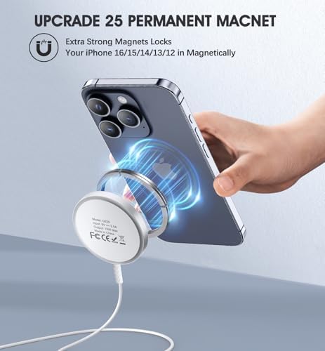 Elevate Your Charging Experience with the Qi2 Certified Magnetic Wireless Charger – 2 Pack 15 W Fast Charging Pads for i Phone 16/15/14/13/12 & Air Pods 3/2/Pro – Dual Port Design for Enhanced Versatility and Effortless Magnetic Alignment – Streamlined, Portable Charging Solution for Home, Office, and Travel